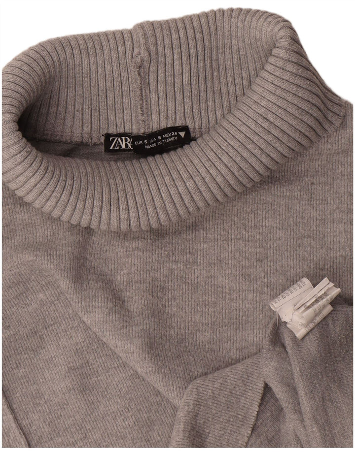 Canotta da donna Zara con collo alto e canotta UK 10 piccola in poliestere grigio