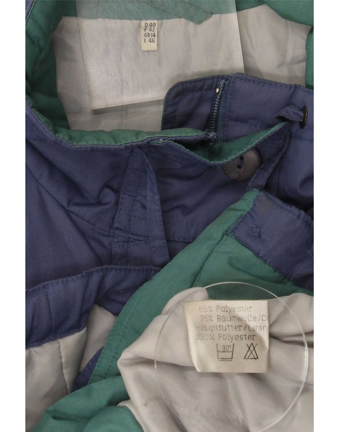 Cappotto imbottito oversize da donna vintage UK 14 grande poliestere blu