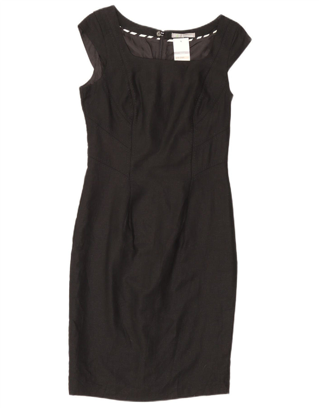 MARKS & SPENCER Abito tubino da donna UK 8 Piccolo lino nero