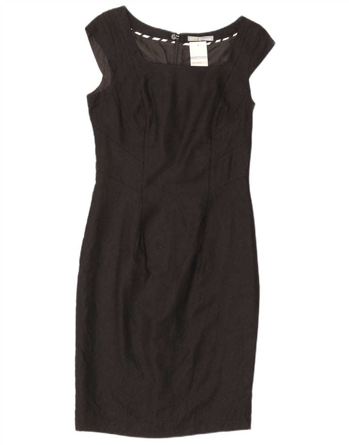 MARKS & SPENCER Abito tubino da donna UK 8 Piccolo lino nero