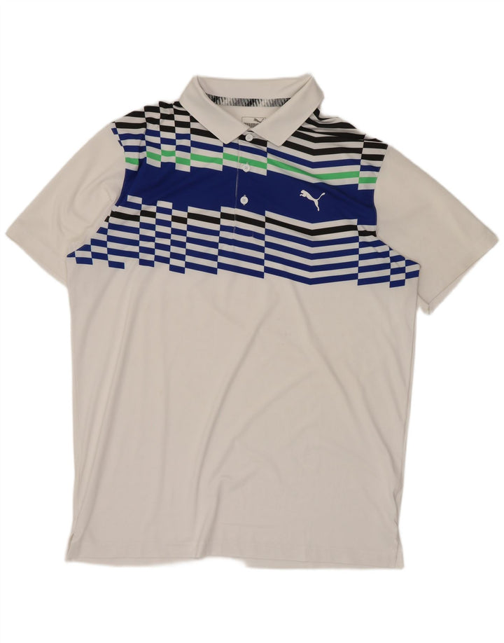 Polo Puma da uomo color block bianco medio