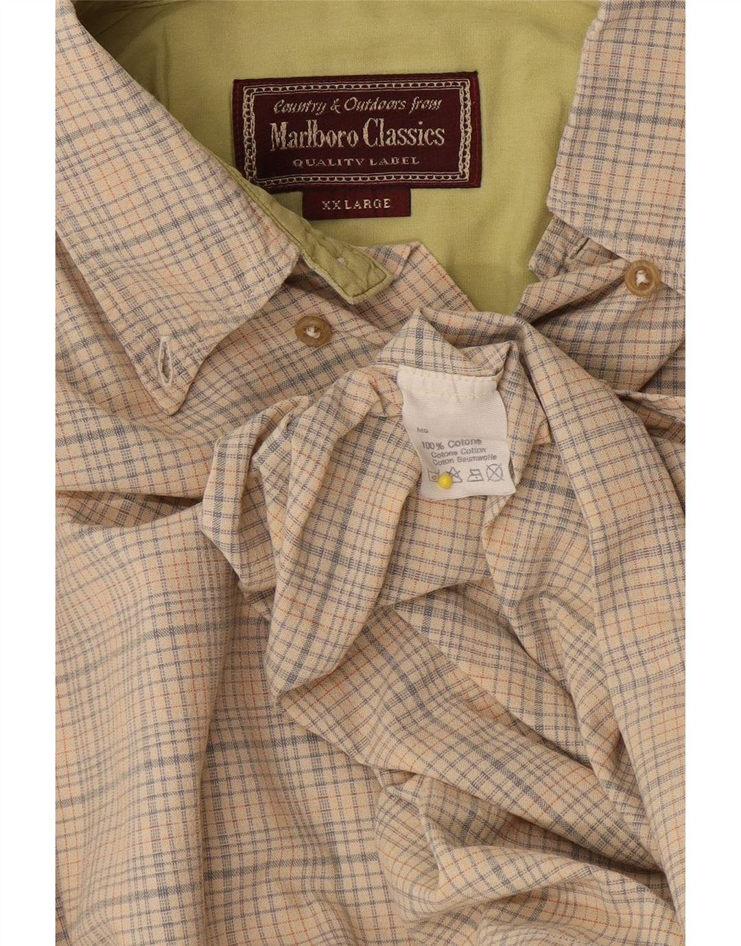 Camicia da uomo Marlboro Classics 2XL Cotone a quadri beige