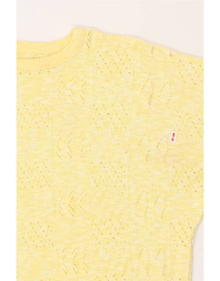 VINTAGE Womens Crew Neck Jumper Sweater UK 12 Medium Yellow Wool Vintage Vintage and Second-Hand Vintage from Messina Hembry 