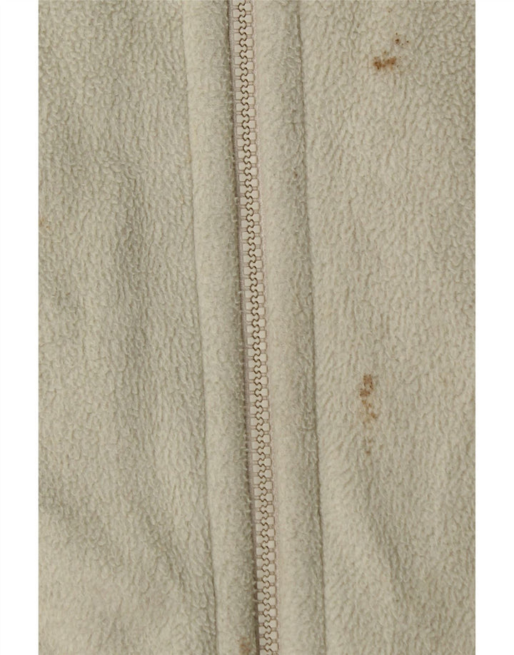 Giacca in pile grafica da donna Jack Wolfskin UK 16 grande poliestere bianco sporco