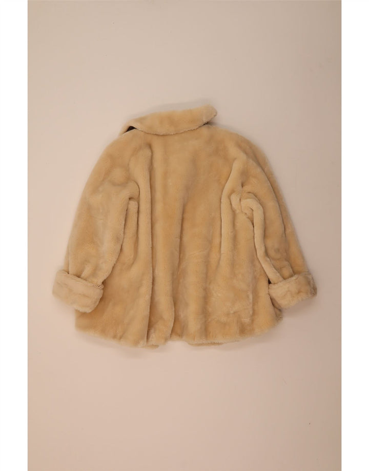 Soprabito oversize da donna vintage in pelliccia sintetica IT 42 Acetato beige medio