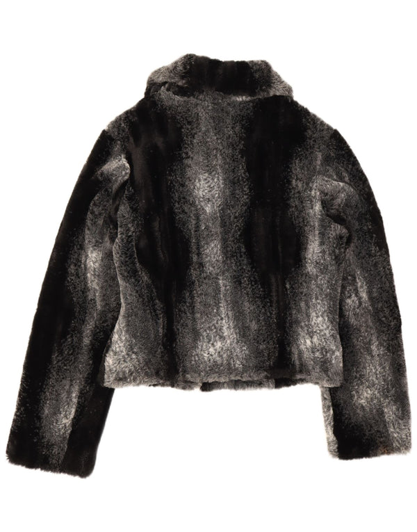 CLASSIC Giacca da donna in pelliccia sintetica corta UK 12 Acrilico a righe nere medie