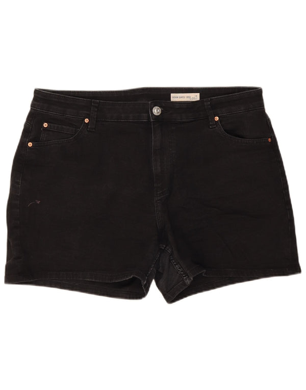 Pantaloncini di jeans da donna Marks & Spencer UK 18 XL W36 cotone nero