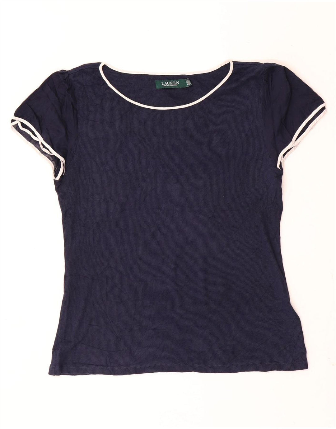 T-shirt da donna Ralph Lauren Top UK 14 grande cotone blu navy