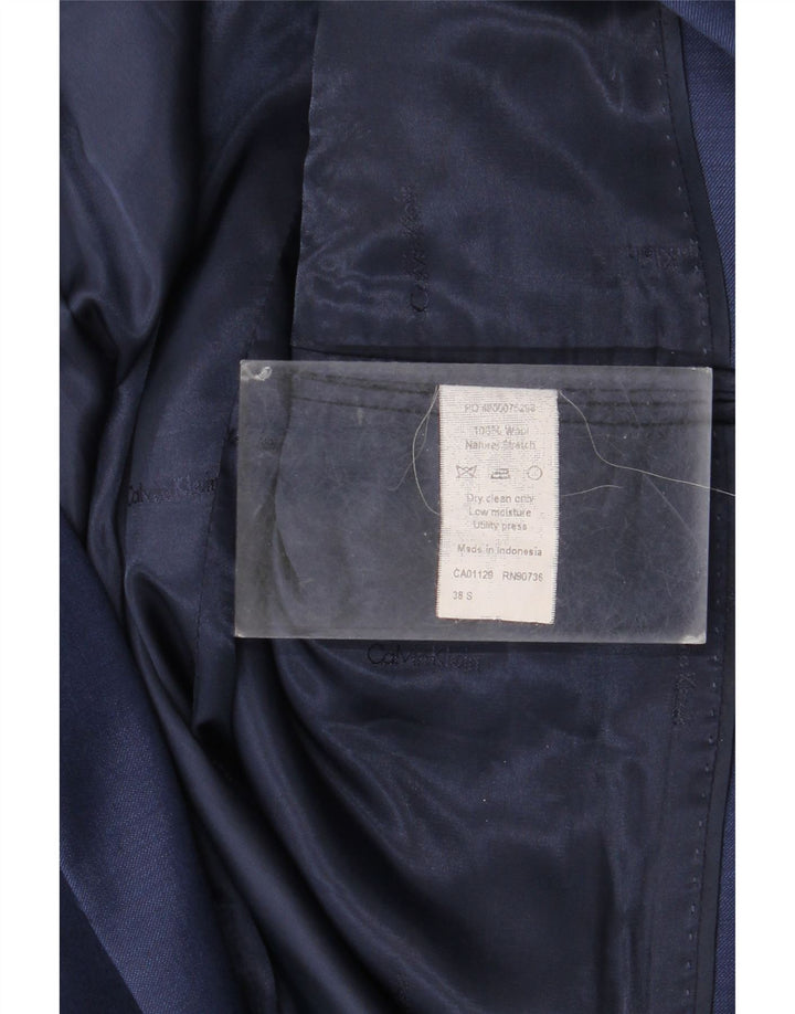 Giacca blazer corta da uomo a 2 bottoni Calvin Klein UK 38 media lana blu navy