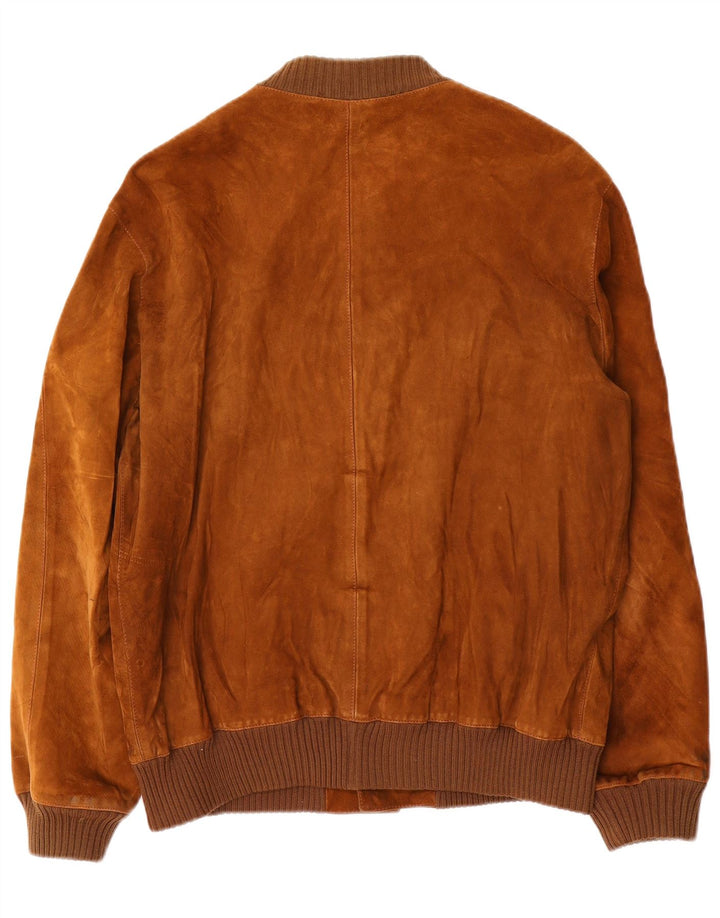 Giubbotto bomber vintage in pelle scamosciata da uomo IT 54 2XL Marrone