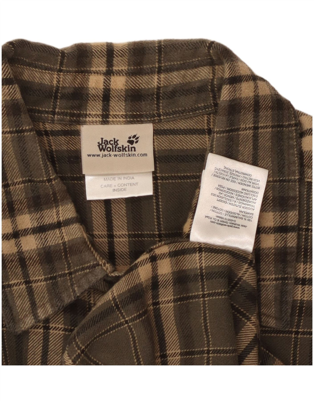 Camicia da uomo in flanella Jack Wolfskin XL in cotone a quadri verdi