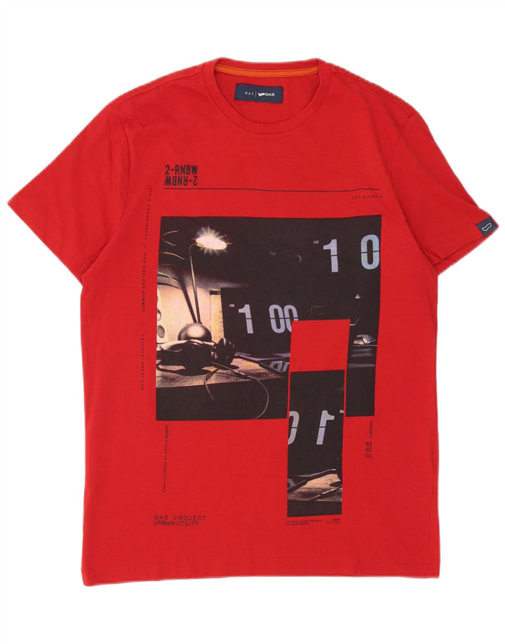 T-shirt grafica da uomo Gas Top piccola in cotone rosso