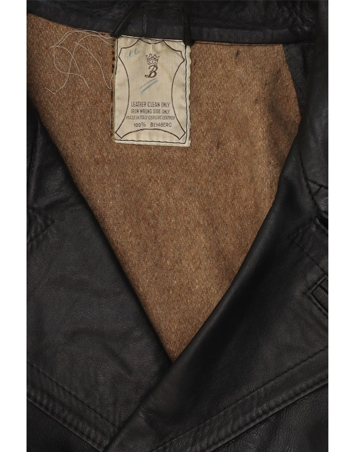 Giacca in pelle vintage da uomo UK 38 in pelle nera media