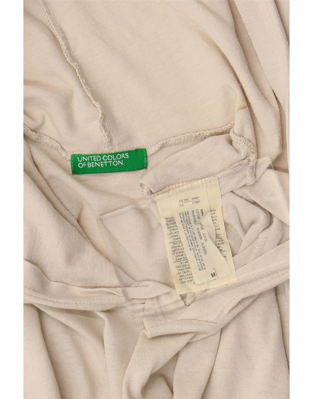 T-shirt con cappuccio da uomo Benetton Top in cotone bianco sporco medio