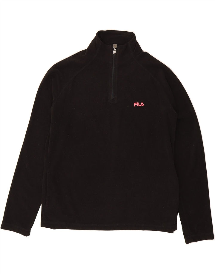 FILA Womens Zip Neck Fleece Jumper UK 18 XL Black Polyester Vintage Fila and Second-Hand Fila from Messina Hembry 
