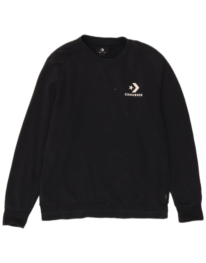 Converse Felpa da uomo Maglione in cotone nero medio
