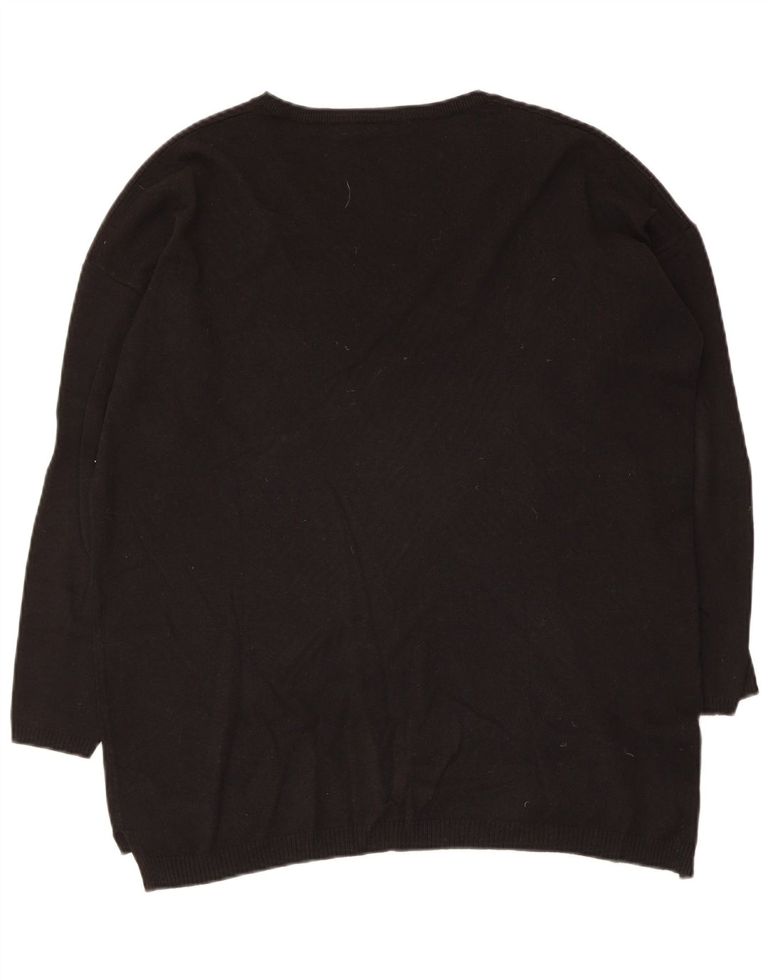 Maglione Zara da donna con scollo a V e maniche a 3/4 UK 14 medio nero