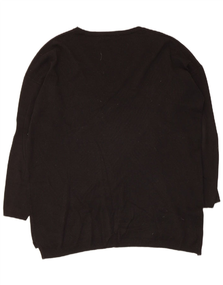 Maglione Zara da donna con scollo a V e maniche a 3/4 UK 14 medio nero