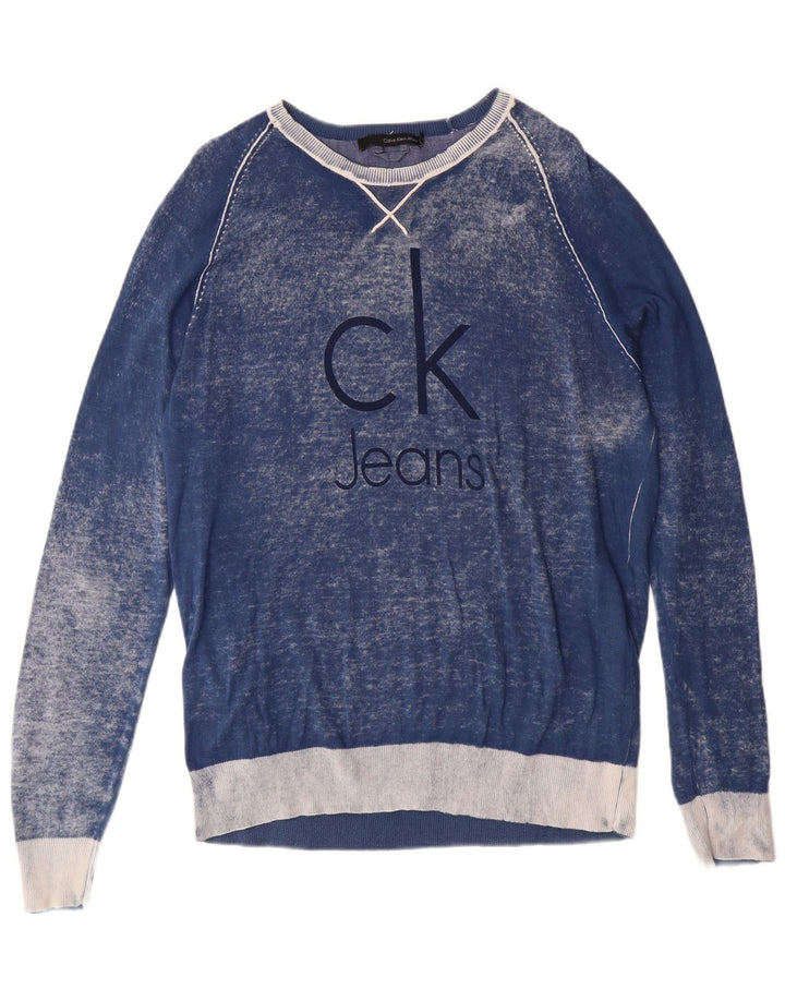CALVIN KLEIN JEANS Maglione da uomo con scollo a barca grande blu tie dye