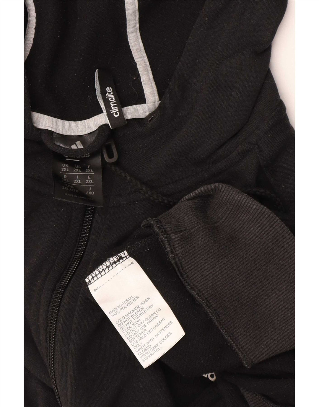 Maglione con cappuccio e zip Adidas Climalite da uomo 2XL poliestere nero