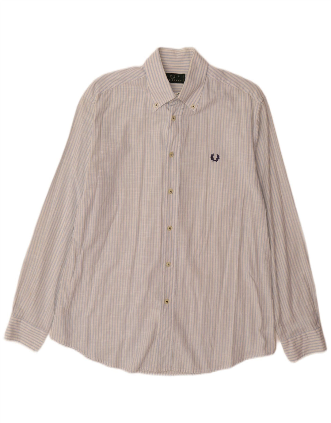 Camicia Fred Perry Uomo Large Blu Gessato In Cotone