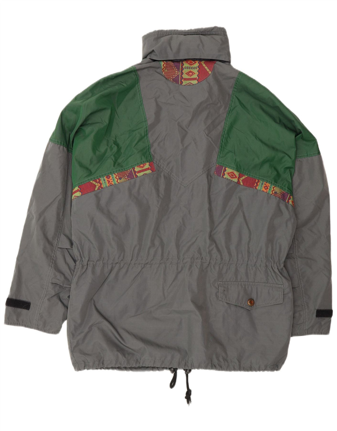 Giacca utilitaria vintage da uomo con cappuccio UK 38 Poliestere color block grigio medio