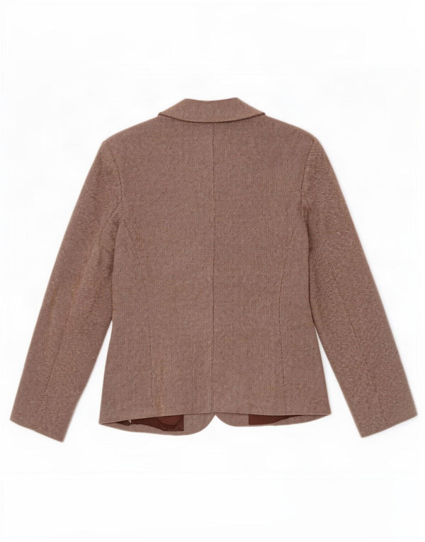 Giacca Blazer 3 Bottoni Benetton Donna IT 42 Marrone Medio Lana