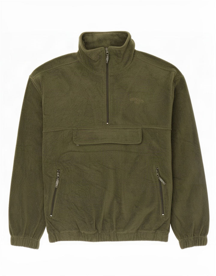Maglione in pile anorak vintage da uomo grande poliestere kaki