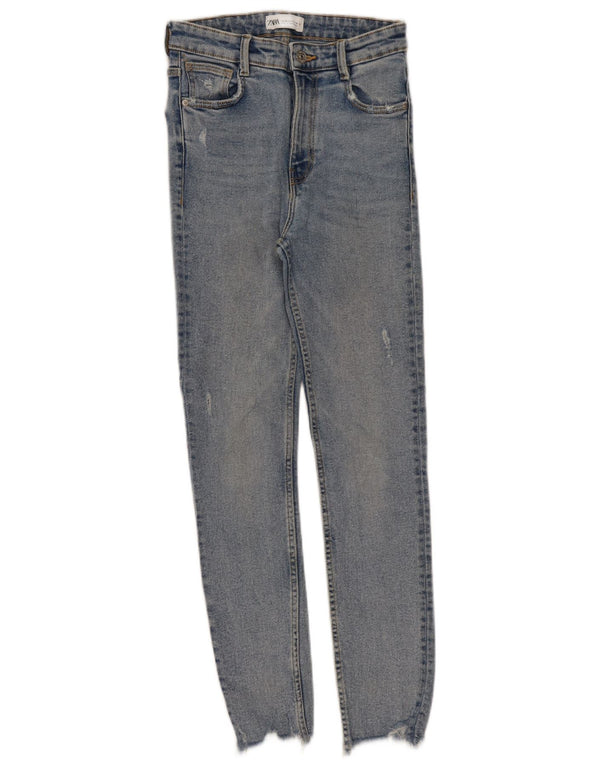 Jeans skinny a vita alta effetto consumato da donna Zara EU 36 XS W26 L27 Blu