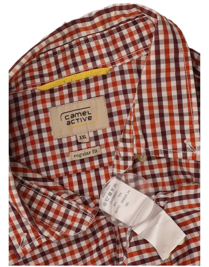 Camicia da uomo a maniche corte con vestibilità regolare Camel Active 2XL in cotone a quadretti rosso