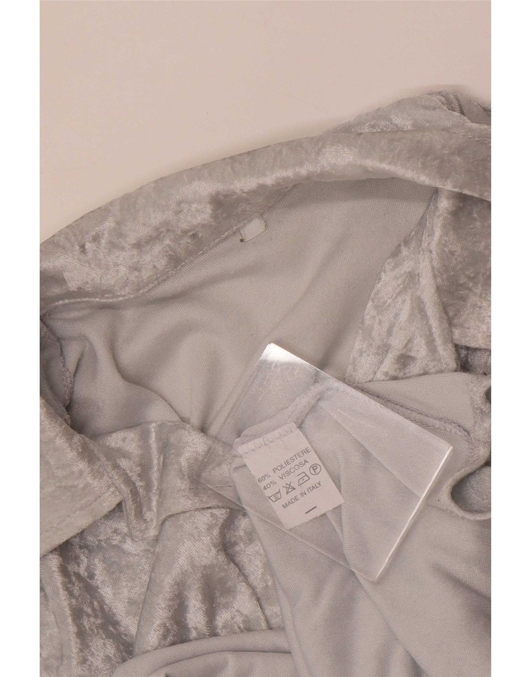 Camicetta vintage da donna in velluto UK 12 Poliestere grigio medio