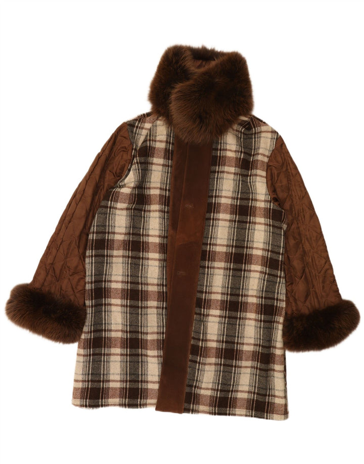 Soprabito oversize da donna vintage EU 40 a quadri marrone medio