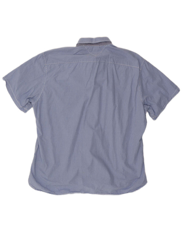TOMMY HILFIGER Camicia a maniche corte personalizzata da uomo 2XL cotone a quadretti blu