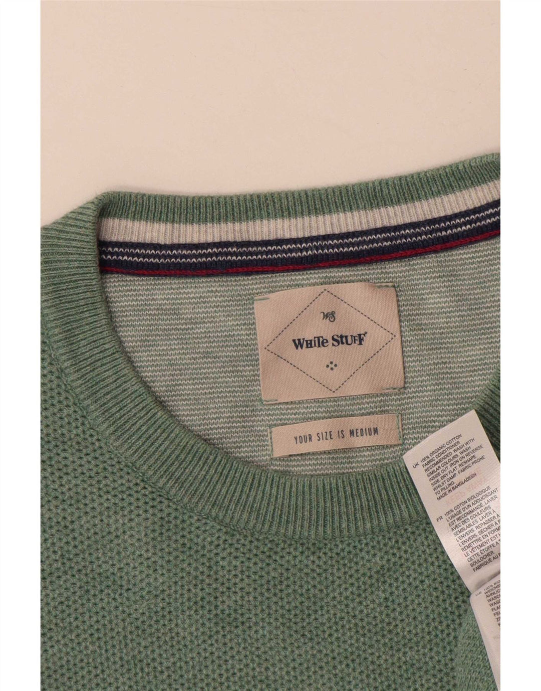 Maglione maglione girocollo da uomo White Stuff in cotone verde medio