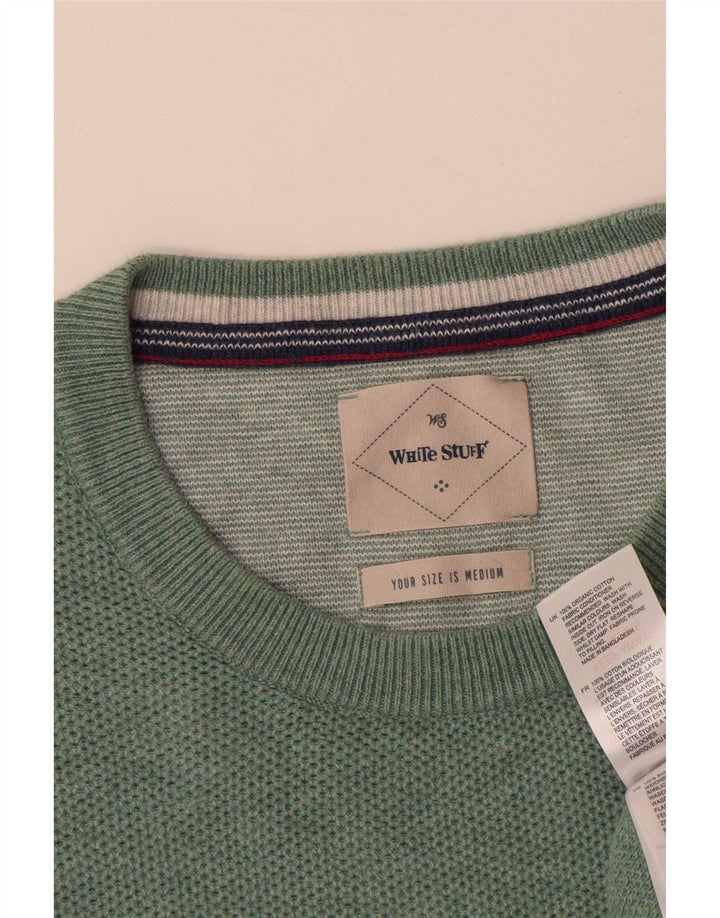 Maglione maglione girocollo da uomo White Stuff in cotone verde medio