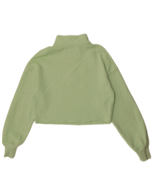 Felpa corta oversize Hollister da donna, maglione UK 10 piccolo verde