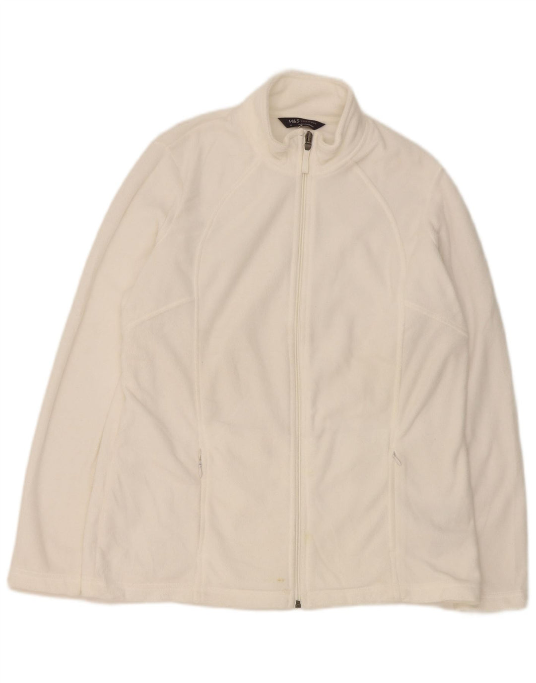 Giacca in pile da donna Marks & Spencer UK 16 grande poliestere bianco