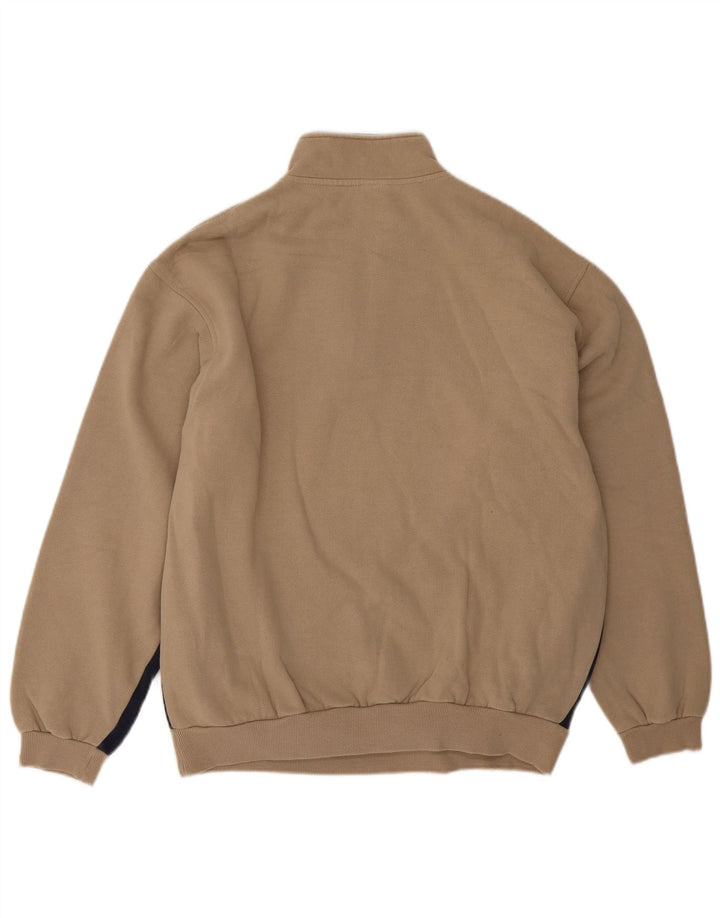 Felpa Fila da uomo con zip e collo, maglione, cotone color block, beige medio