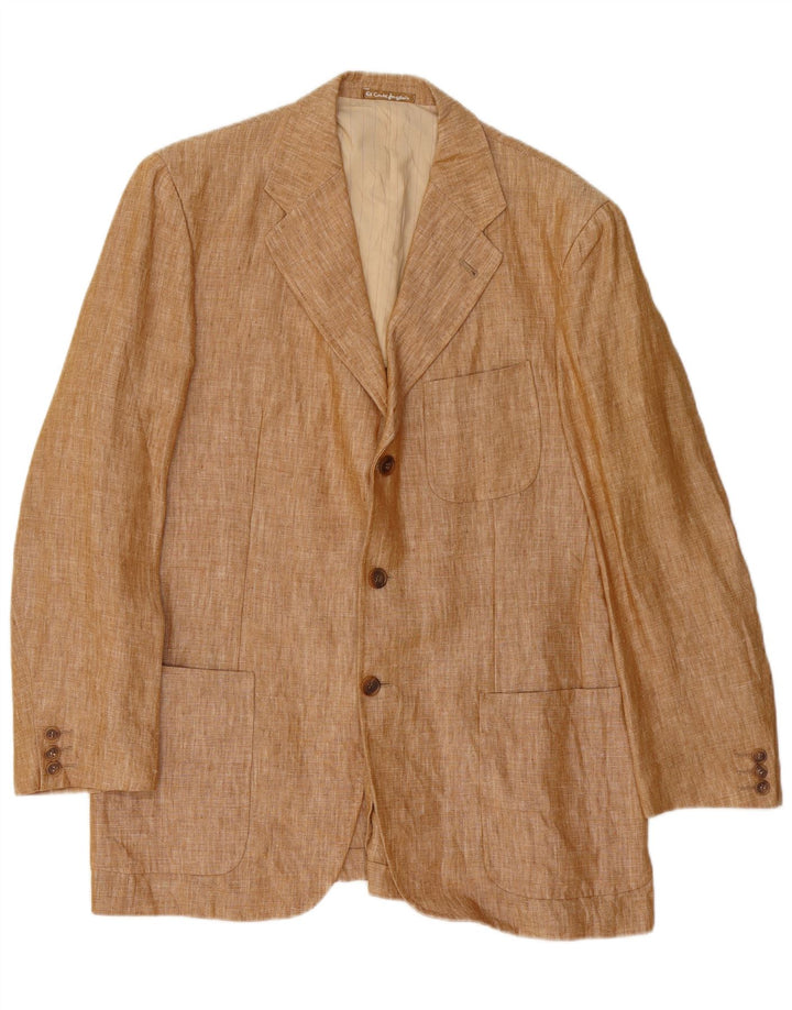 Giacca blazer da uomo a 3 bottoni El Corte Ingles IT 50 grande lino marrone