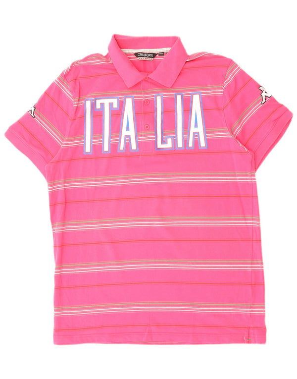 Polo grafica da uomo KAPPA Italia 2XL cotone a righe rosa