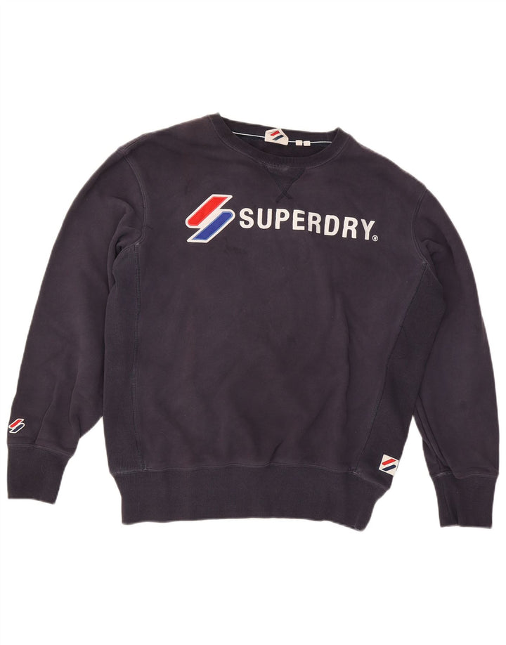 Felpa grafica da uomo Superdry Maglione grande in cotone blu navy