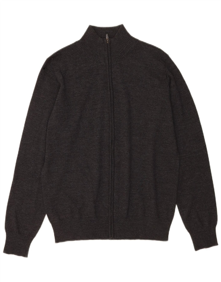 Maglione cardigan da uomo Zara in lana grigio medio