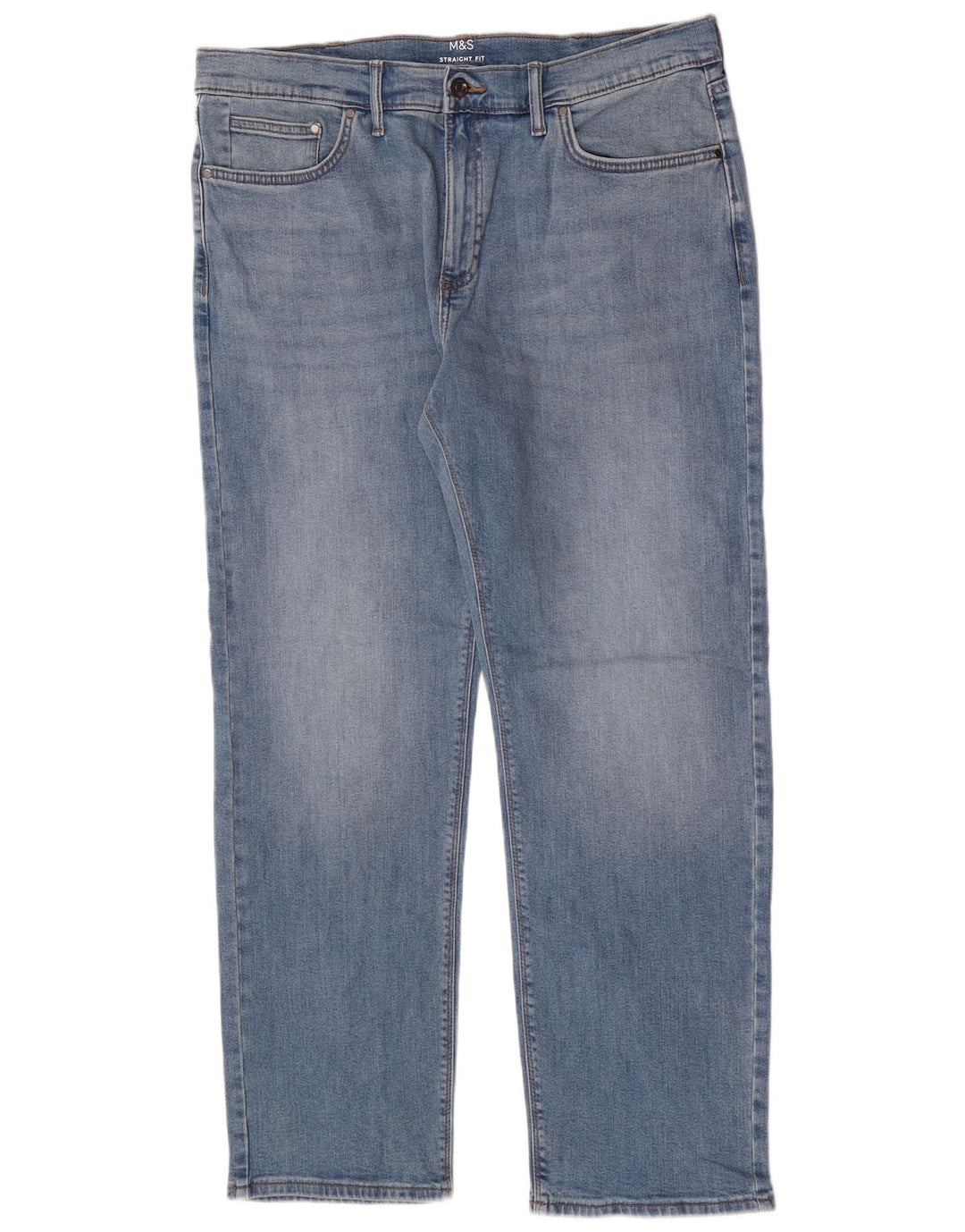 Jeans corti dritti da uomo Marks & Spencer W36 L29 cotone blu