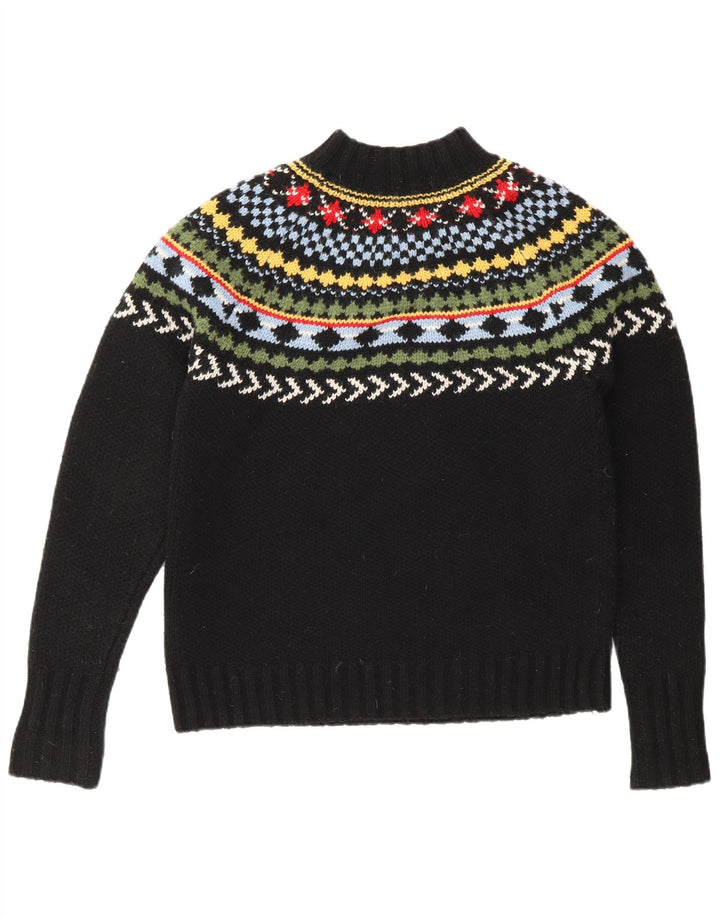 Maglione maglione a collo alto da donna Fred Perry UK 8 Small Black Fair Isle