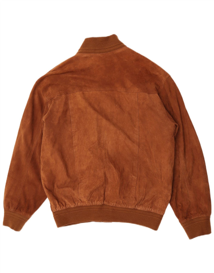 Giubbotto bomber in pelle scamosciata vintage da uomo EU 52 XL in pelle marrone