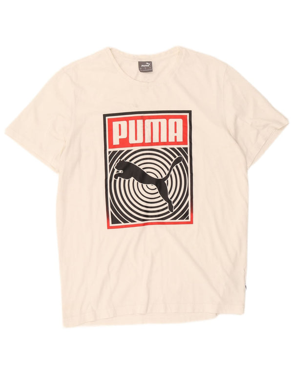 Puma T-shirt grafica da uomo grande in cotone bianco