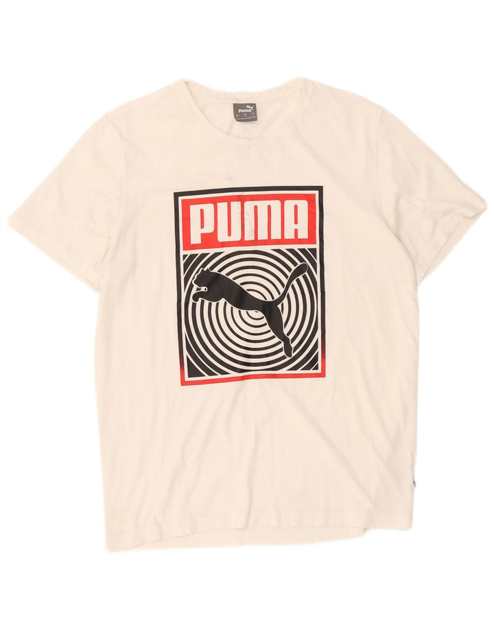 Puma T-shirt grafica da uomo grande in cotone bianco