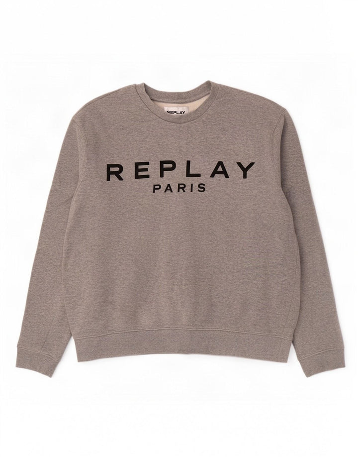 Felpa grafica da donna Replay Maglione UK 20 2XL Grigio