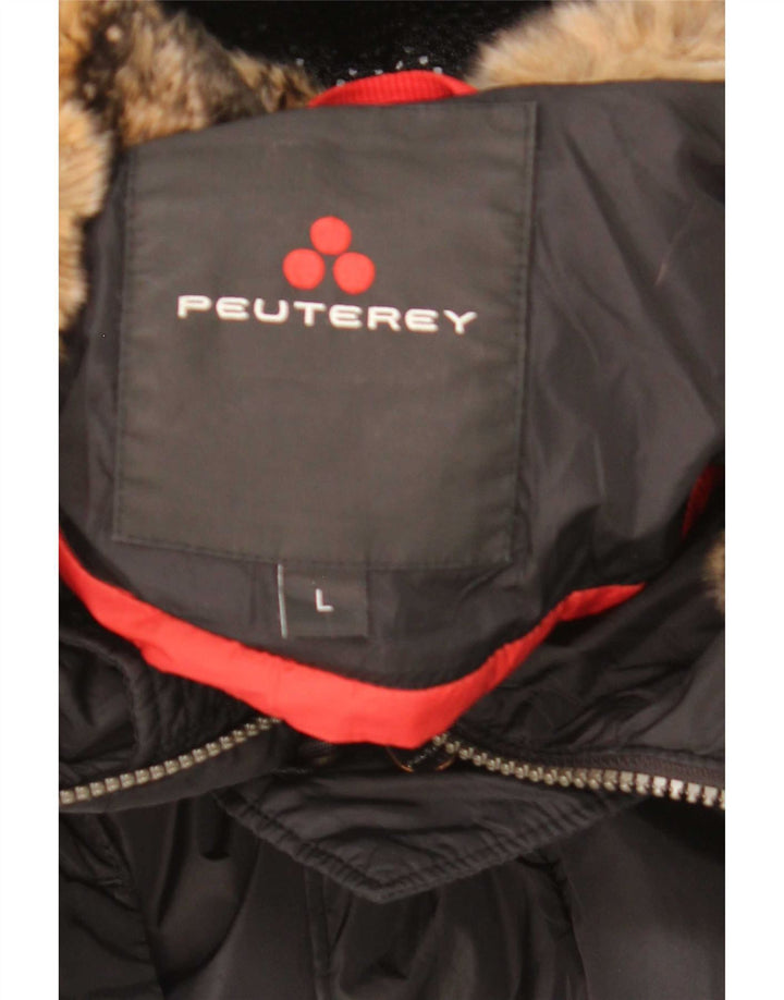 Cappotto imbottito con cappuccio da uomo PEUTEREY UK 40 grande poliestere nero