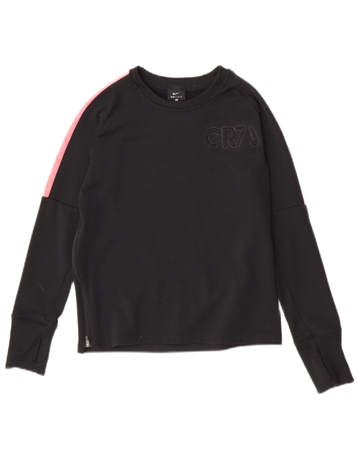Felpa con grafica Nike Dri Fit da ragazzo, 10-11 anni, media, nera